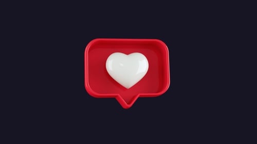 3D Social Media Heart Like Notification Animation