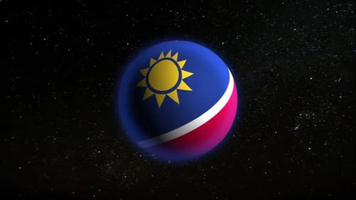 Rotating 3D Flag Sphere Animation Against Starfield Background