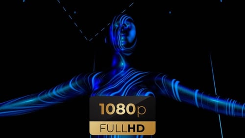 Futuristic Abstract Human Body with Glowing Neon Lines