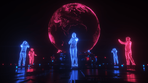 Metaverse Hud Characters And Earth Background