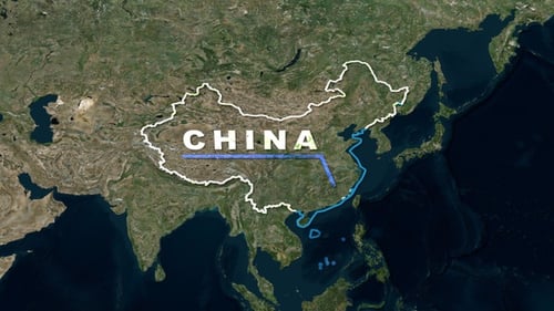 China Map Zoom and Border Outline Reveal