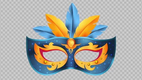 Elegant Animated Masquerade Mask with Shimmering Feathers