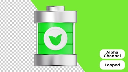 3D Animation Bio Battery | Alpha Channel