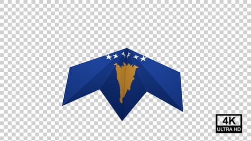 Paper Airplane Of Kosovo Flag
