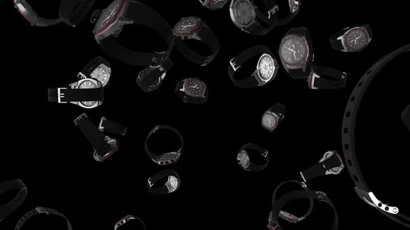 Animated 3D Watches Falling on Black Background, Backgrounds Motion ...