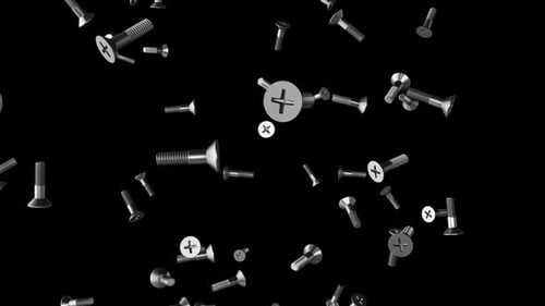 3D Metallic Screws Falling Animation