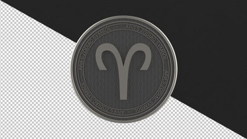 3D Metallic Rotating Aries Zodiac Symbol Element