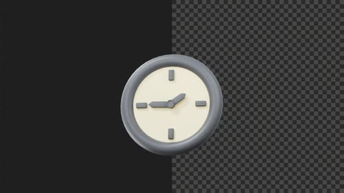3D Cute Stylized Clock Animation | FHD | Alpha Channel | Transparent Background | 6s