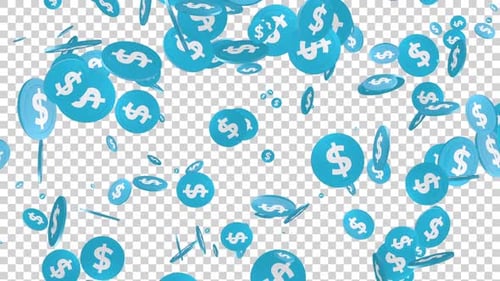 Dollar Currency Coin Falling Alpha Loop