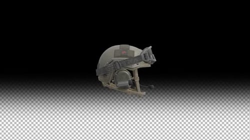 3D Combat helmet loop animation alpha channel