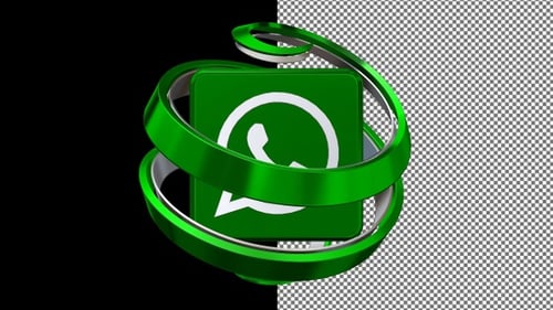 Rotating WhatsApp Button in Original Style, Alpha Channel, Exclusive, 3D Render, Unique Design