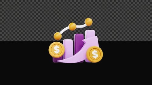 3D Money Growth Animation Alpha Channel