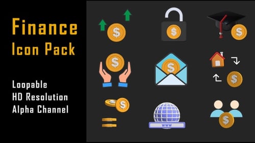 Animated 3D Finance Icons Pack for Business and Investment