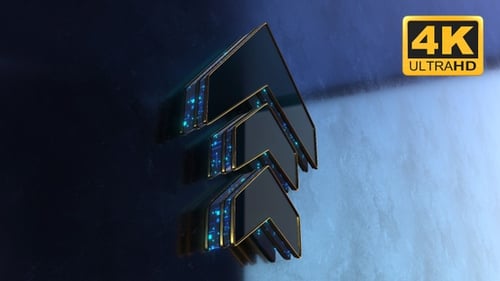 Animated Futuristic Upward Arrows with Digital Glow