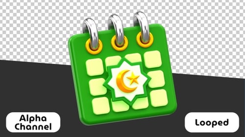 3D Ramadan Calendar Animation with Islamic Symbol | Alpha Channel