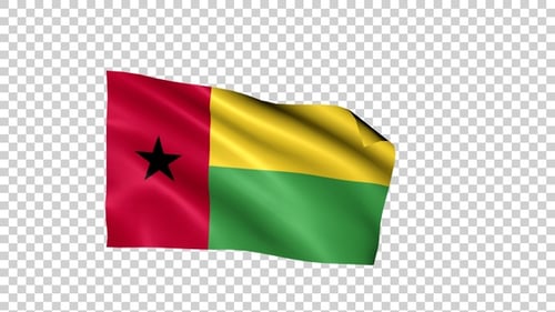 Guinea-Bissau Flag Waving Loop with Transparent Background