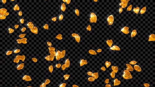 Sparkling Golden Hearts Falling Animation Overlay