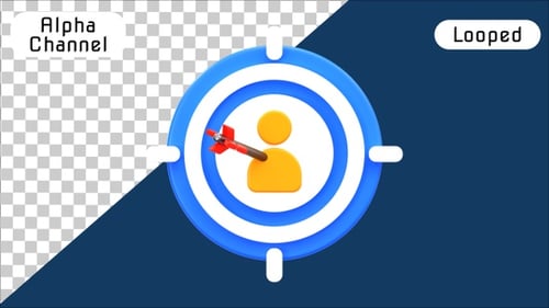 Animated 3D Icon of Marketing Target and Dart Hit
