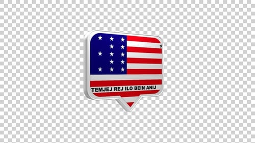 3D Animated American Flag Speech Bubble with Text