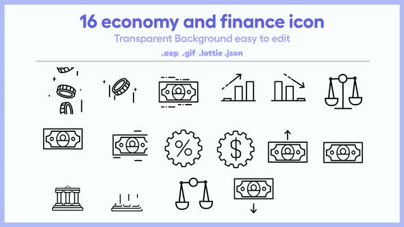 Animated Business and Finance Flat Design Icons, Overlays Motion Graphics ft. economy & falling ...