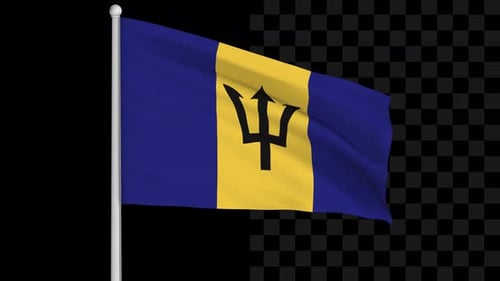 Barbados National Flag Waving Animation