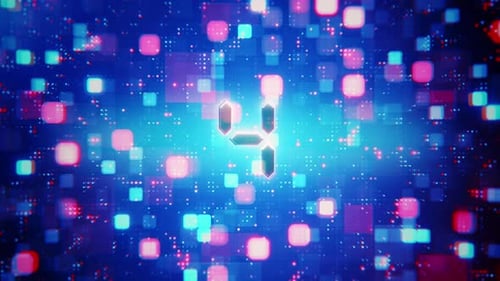 Futuristic Digital Countdown with Glitch and Tech Elements