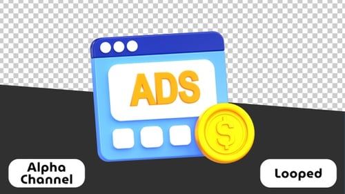 3D Digital Ads Marketing Concept | Alpha Channel