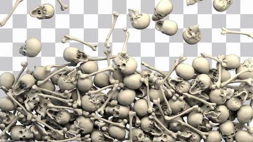Falling Skulls and Bones Halloween Pile Animation
