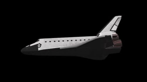 3D Animated Space Shuttle Flying Through Deep Space