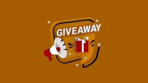 3D Animated Giveaway Promotion Tag with Megaphone and Gift