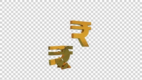 Golden Rupee Symbol Animation with Shattering Effect