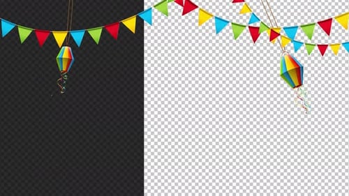 Animated Colorful Festive Bunting and Lanterns Overlay
