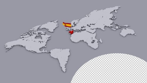 Flagge Spaniens auf extrudierter Weltkarte
