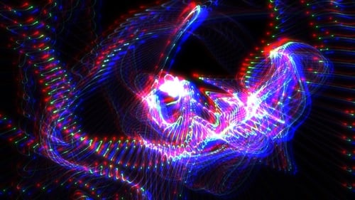 Abstract Neon Glowing Particle Waves Background Loop