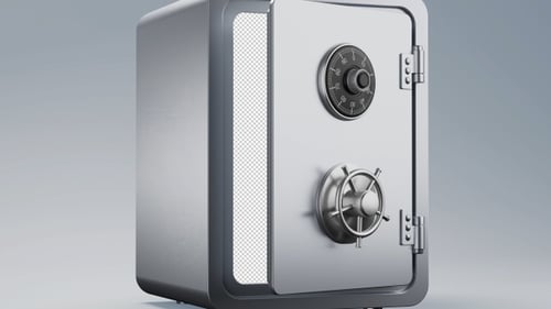 Unlocked Metal Safe Opening Animation In 4K With Alpha