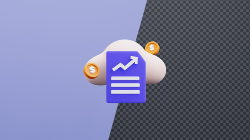 3D Animated Cloud Report Icon with Financial Growth