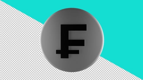 Animated 3D Franc Currency Symbol Rotation on Dark Background