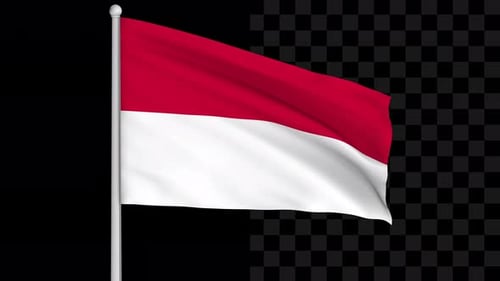 Waving Indonesian Flag Animation with Alpha Channel