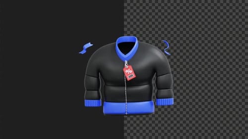3D Jacket Promo Animation Transparent Background