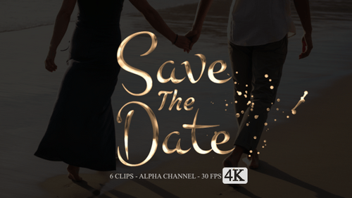 Elegant Save The Date Cursive Text Reveal with Glitter Particles