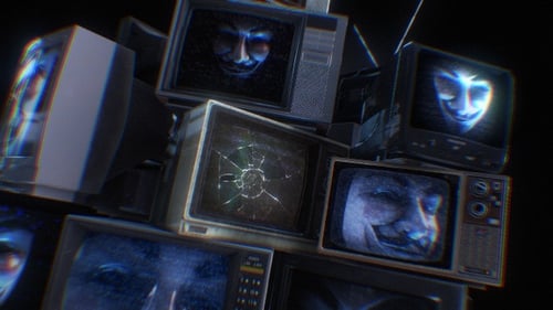 La máscara anónima de Guy Fawks en la televisión 02