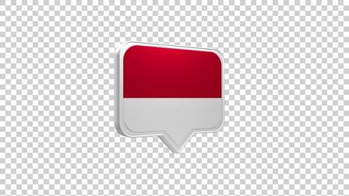 Animated 3D Flag Icon for Indonesia or Monaco Speech Bubble