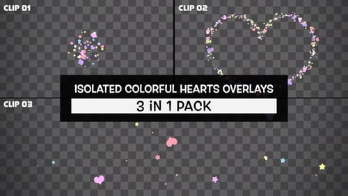Isolated Colorful Hearts Overlays Pack