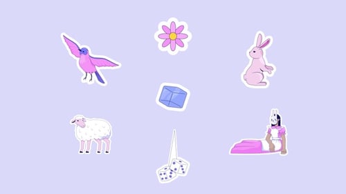 Cute animals and objects sticker pack animation