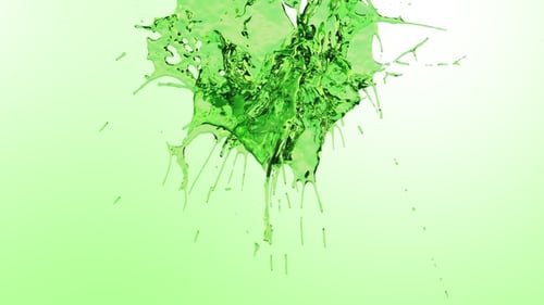 Drops Of Green Color Water Colliding Splash V4
