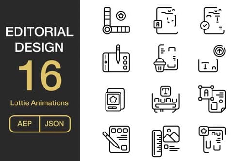 Paquete de íconos de diseño editorial