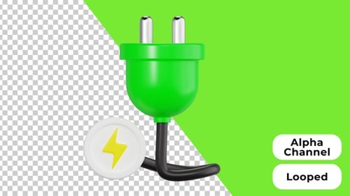 3D Animated Power Plug | Bio Energy | Alpha Channel
