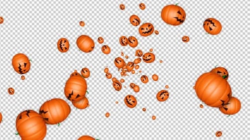 Falling Halloween Pumpkins, Background, on Alpha Channel, Looped