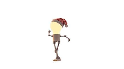Dancing Lightbulb Character with Santa Hat for Christmas Celebrations