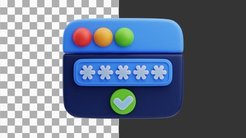 Animación 3D de la contraseña de inicio de sesión que protege la identidad digital | Alpha Channel